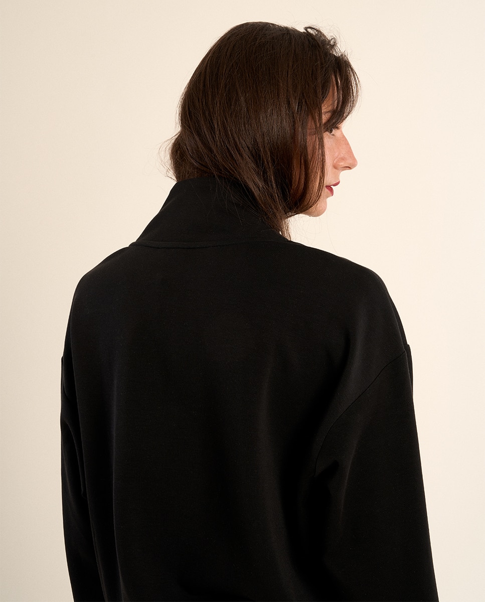 Sudadera de mujer de manga larga, cuello en v - Molly Bracken - Negro Negro-3