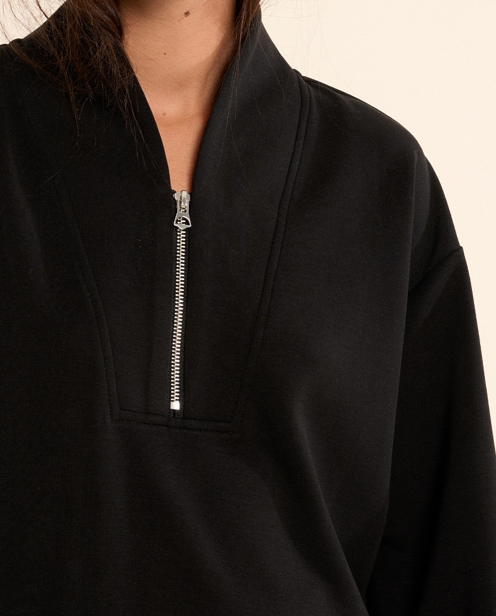 Sudadera de mujer de manga larga, cuello en v - Molly Bracken - Negro Negro-4