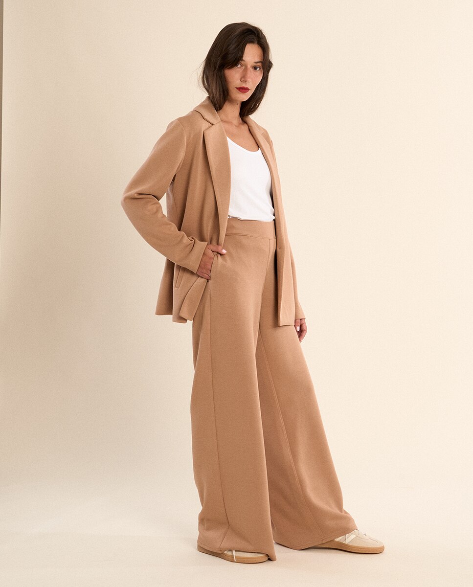 Blazer de mujer liso, con cuello y solapa - Molly Bracken - Camel Camel-2