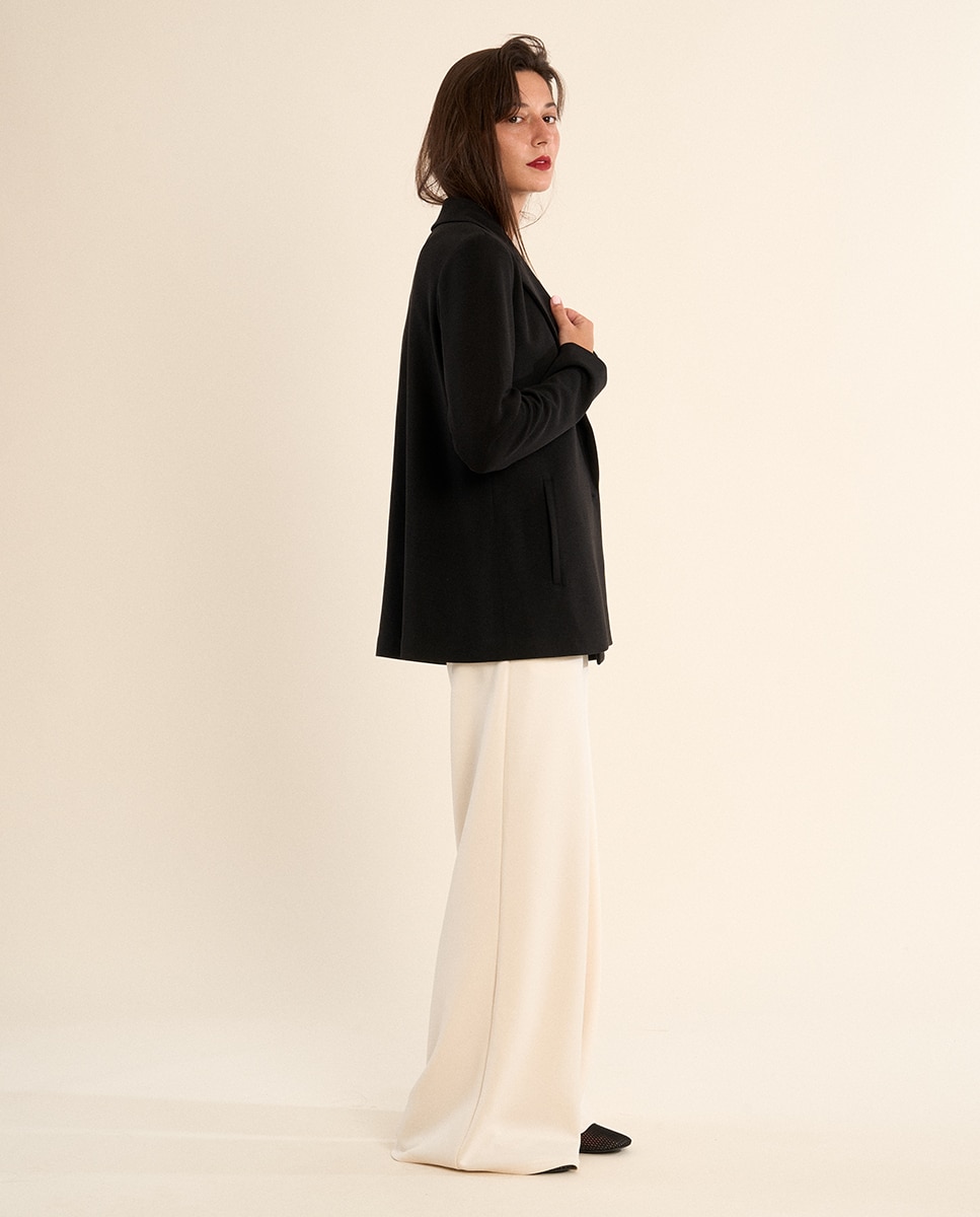 Blazer de mujer liso, con cuello y solapa - Molly Bracken - Negro Negro-3