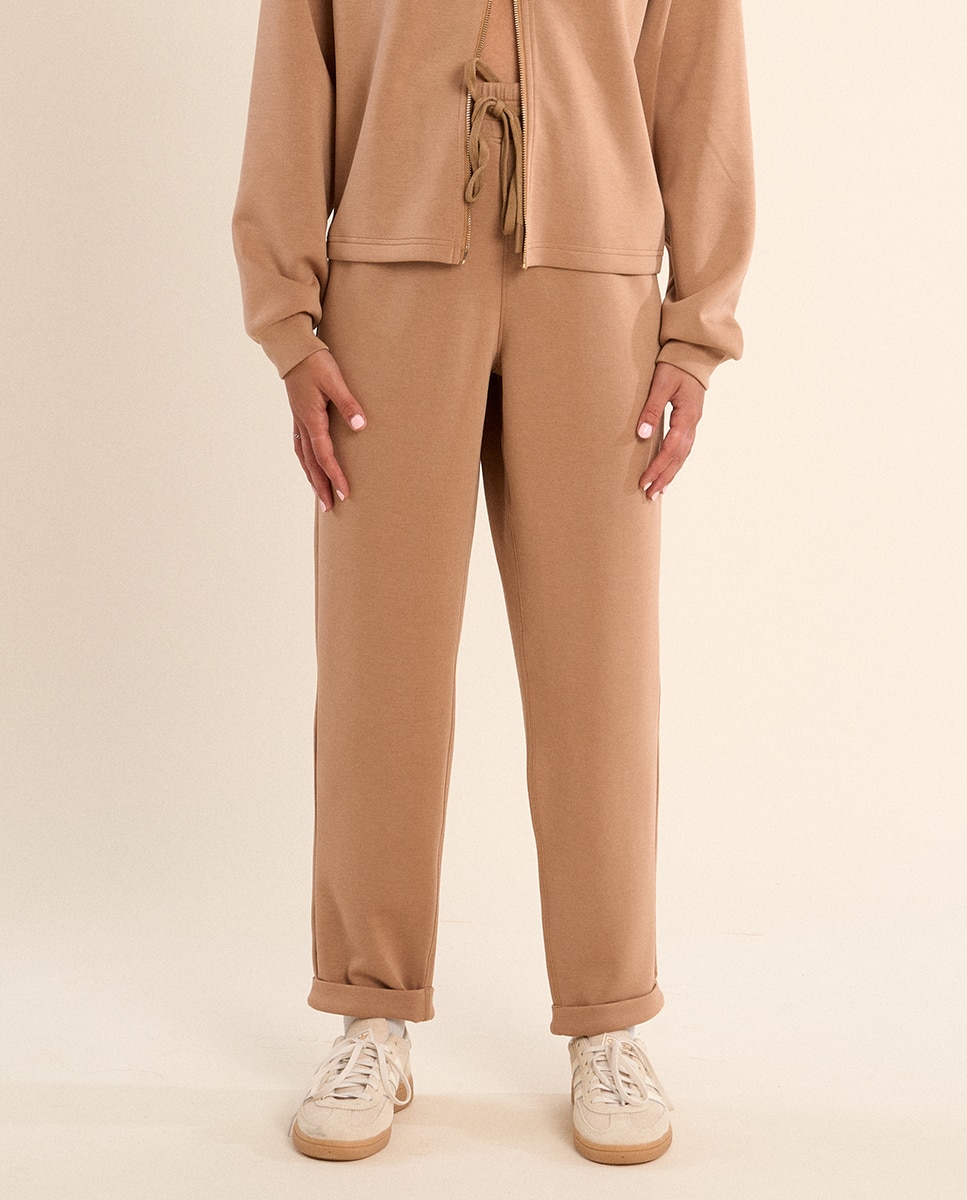 Pantalón de mujer largo, de chándal - Molly Bracken - Camel Camel-1