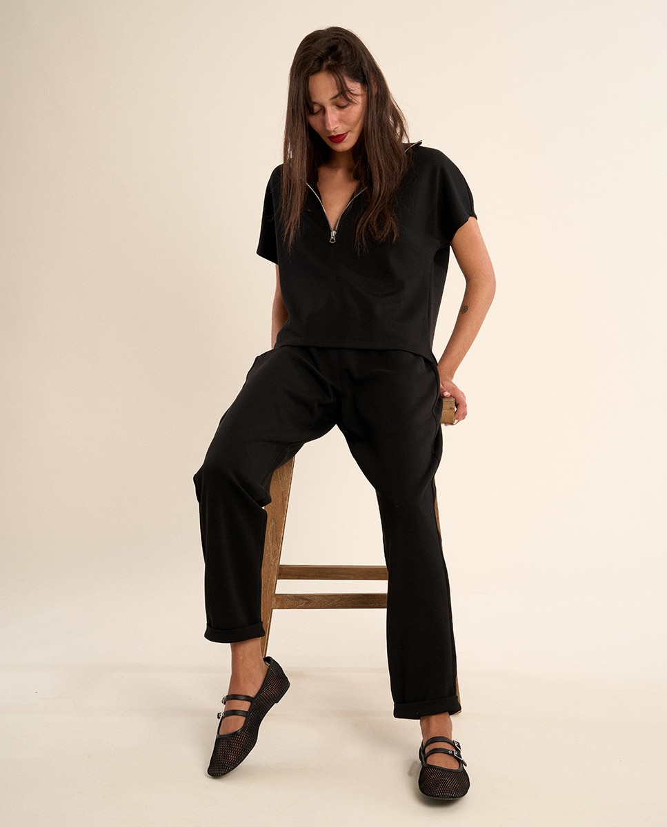 Pantalón de mujer largo, de chándal - Molly Bracken - Negro Negro-2