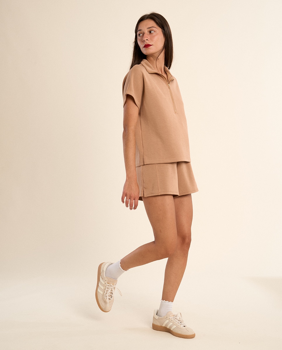Short de mujer corto, de chandal - Molly Bracken - Camel Camel-4