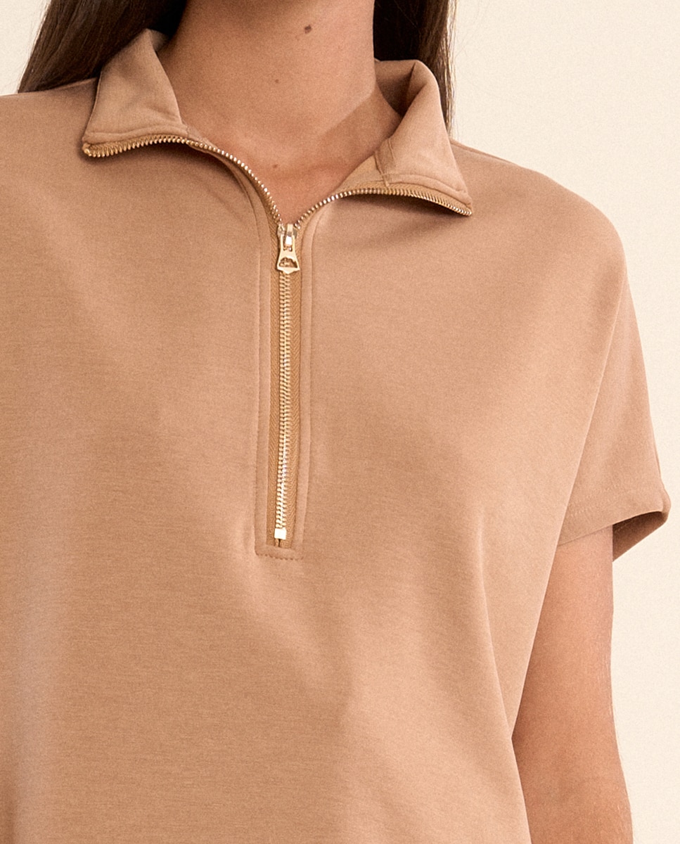 Top de mujer de manga corta, con estampado - Molly Bracken - Camel Camel-4