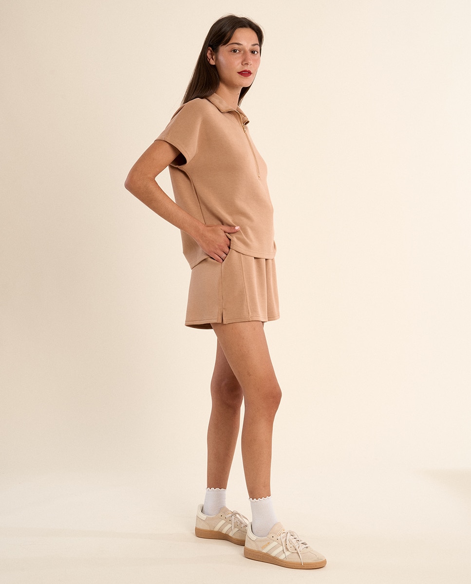 Top de mujer de manga corta, con estampado - Molly Bracken - Camel Camel-5