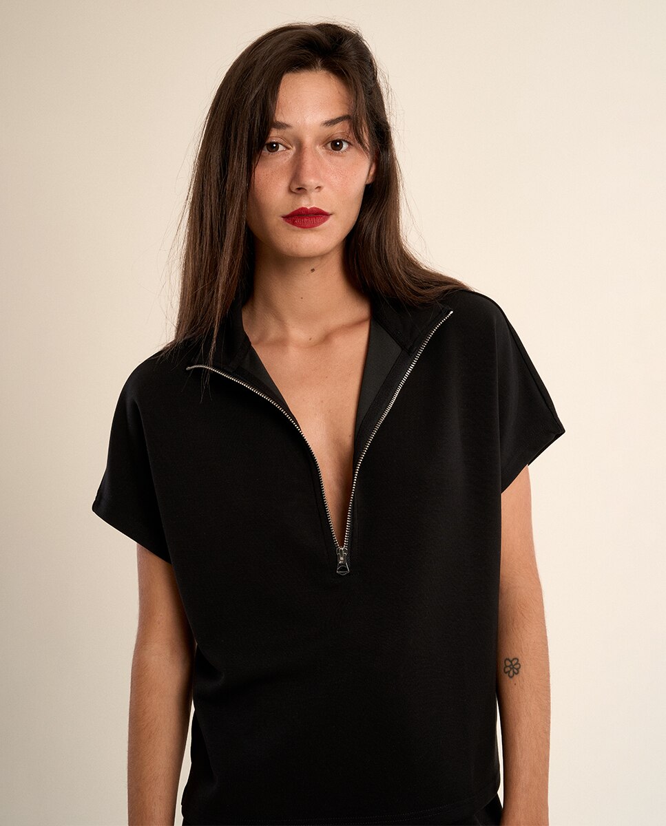Top de mujer de manga corta, con estampado - Molly Bracken - Negro Negro-1