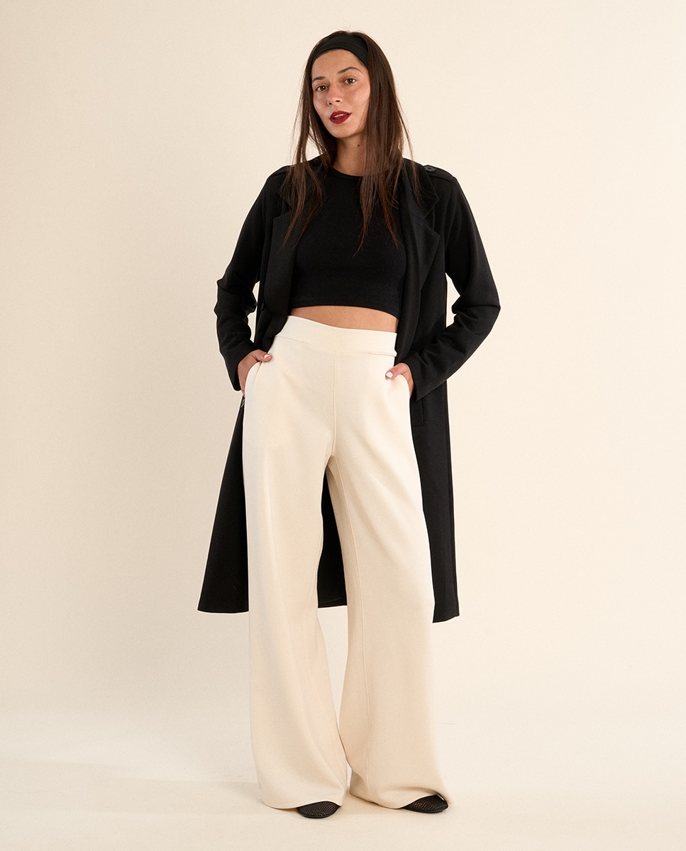 Abrigo de mujer largo, con cuello y solapa - Molly Bracken - Negro Negro-2