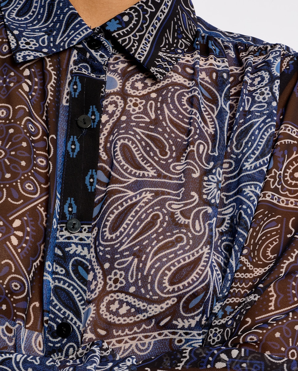 Camisa de mujer de manga larga con estampado - Lili Sidonio - Azul marino Azul marino-5