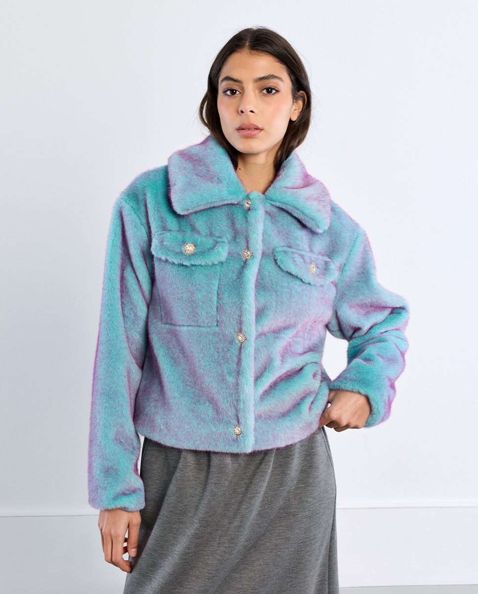 Chaqueta de mujer de manga larga de peluche - Lili Sidonio - Azul Azul-1