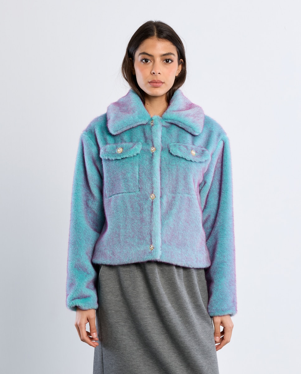 Chaqueta de mujer de manga larga de peluche - Lili Sidonio - Azul Azul-3