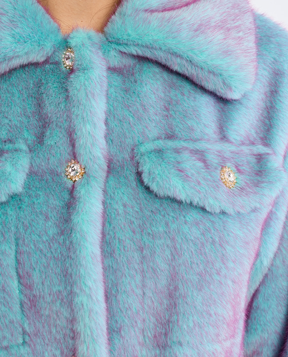 Chaqueta de mujer de manga larga de peluche - Lili Sidonio - Azul Azul-5