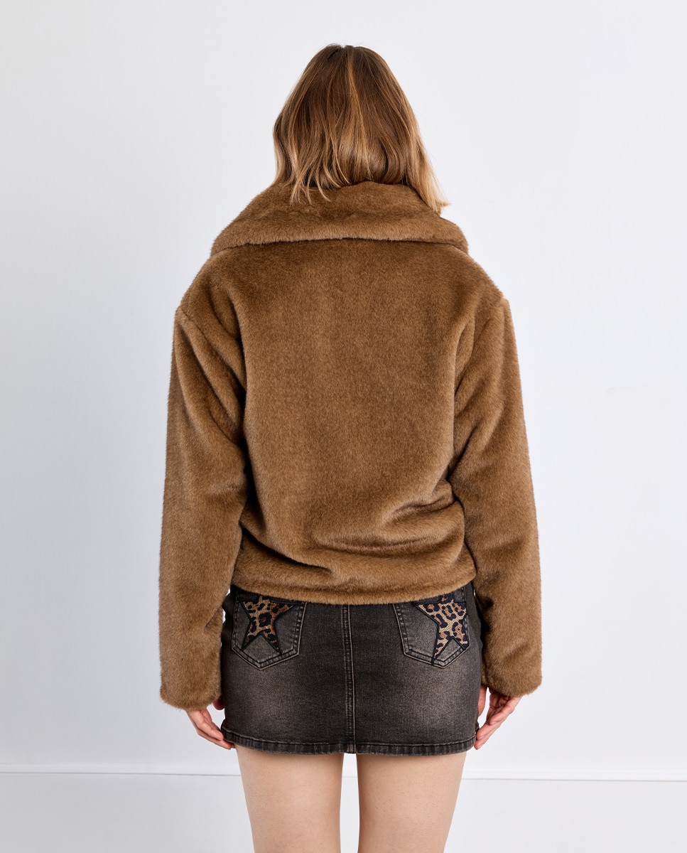 Chaqueta de mujer de manga larga de peluche - Lili Sidonio - Marrón Marrón-4