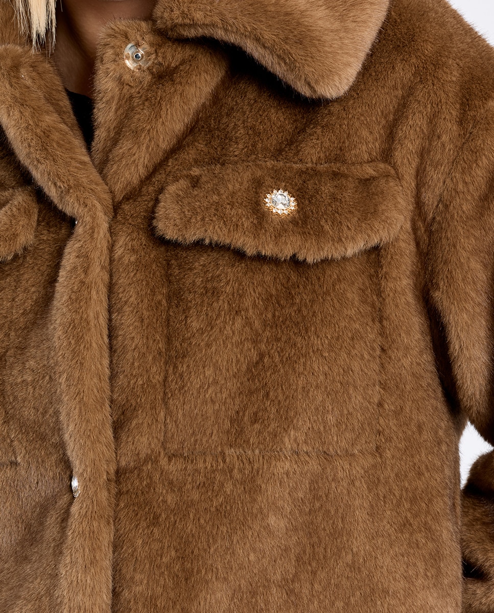 Chaqueta de mujer de manga larga de peluche - Lili Sidonio - Marrón Marrón-5