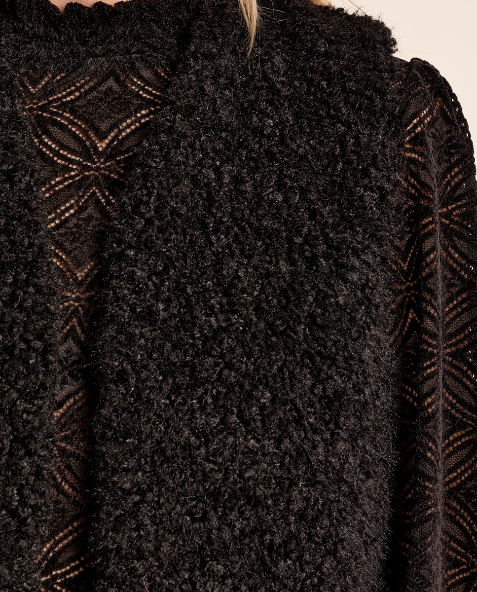 Chaleco de mujer corto en tejido de peluche - Molly Bracken - Negro Negro-5