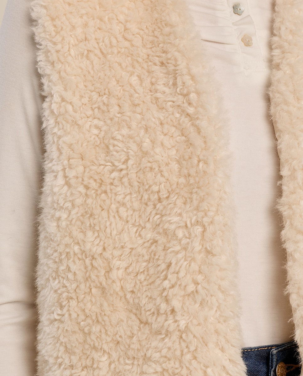 Chaleco de mujer corto en tejido de peluche - Molly Bracken - Crudo Crudo-4