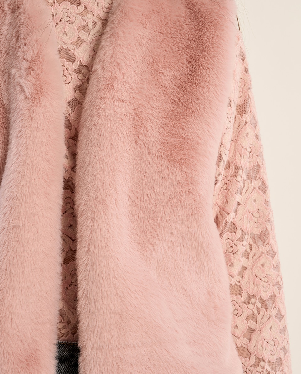 Chaleco de mujer corto en tejido de peluche - Molly Bracken - Rosa Rosa-5