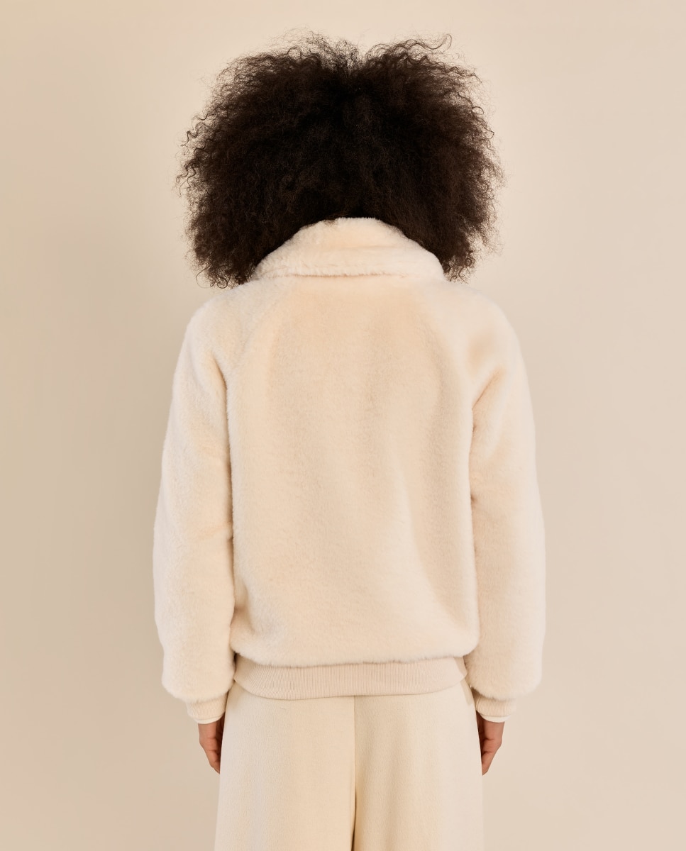 Chaqueta de mujer de manga larga de peluche - Molly Bracken - Crema Crema-4