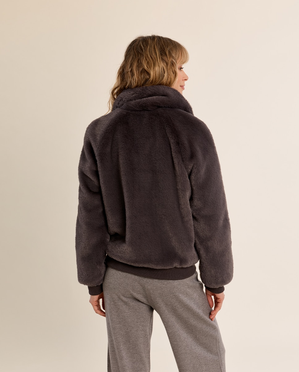 Chaqueta de mujer de manga larga de peluche - Molly Bracken - Gris Gris-4