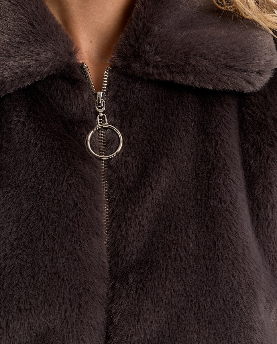Chaqueta de mujer de manga larga de peluche - Molly Bracken - Gris Gris-5