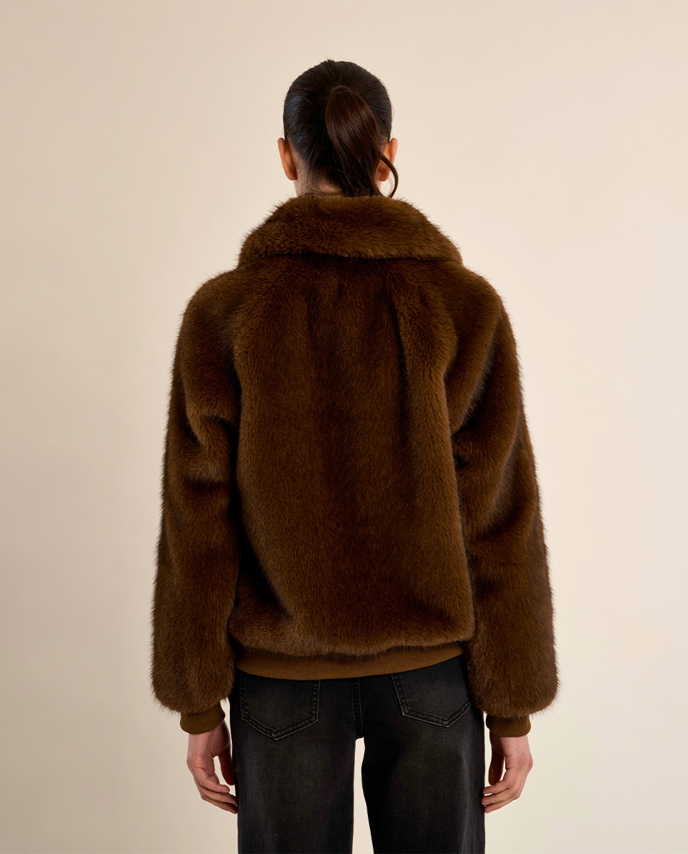 Chaqueta de mujer de manga larga de peluche - Molly Bracken - Marrón Marrón-4