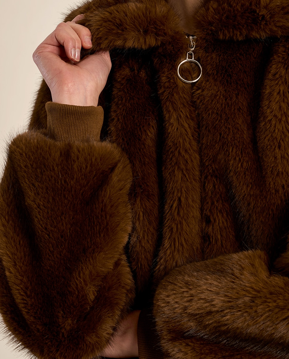 Chaqueta de mujer de manga larga de peluche - Molly Bracken - Marrón Marrón-5