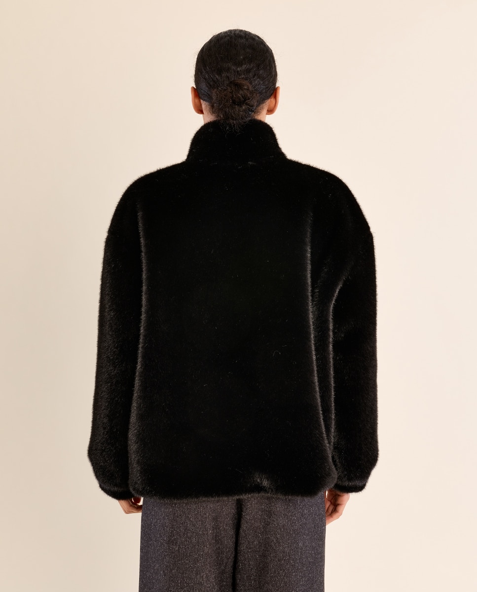 Chaqueta de mujer de manga larga de peluche - Molly Bracken - Negro Negro-4