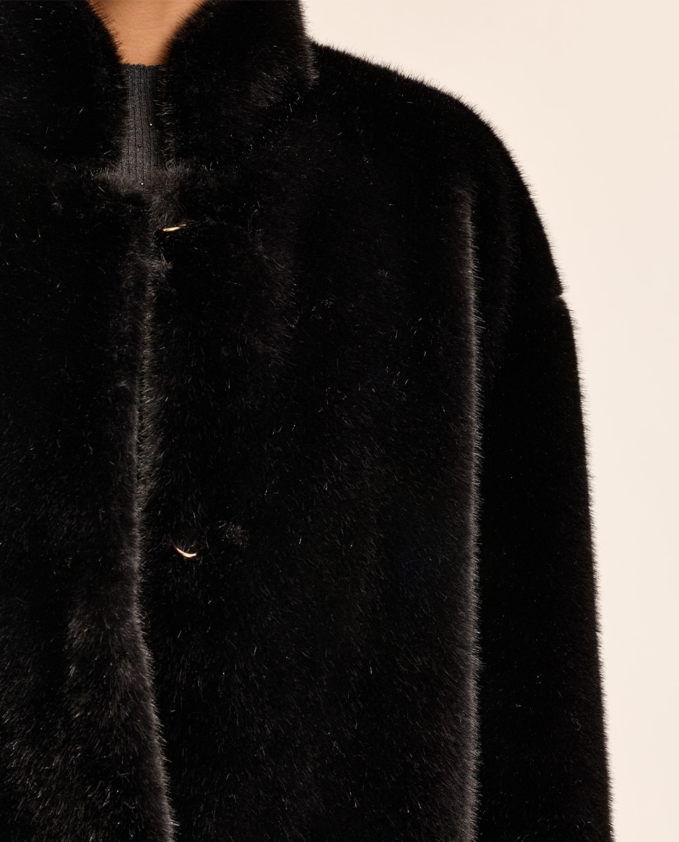 Chaqueta de mujer de manga larga de peluche - Molly Bracken - Negro Negro-5