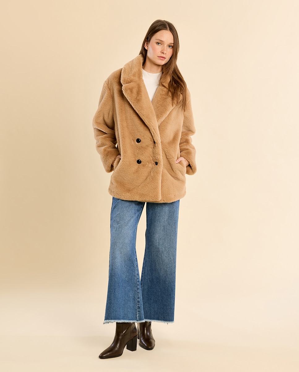 Chaqueta de mujer de manga larga de peluche - Molly Bracken - Beige Beige-1