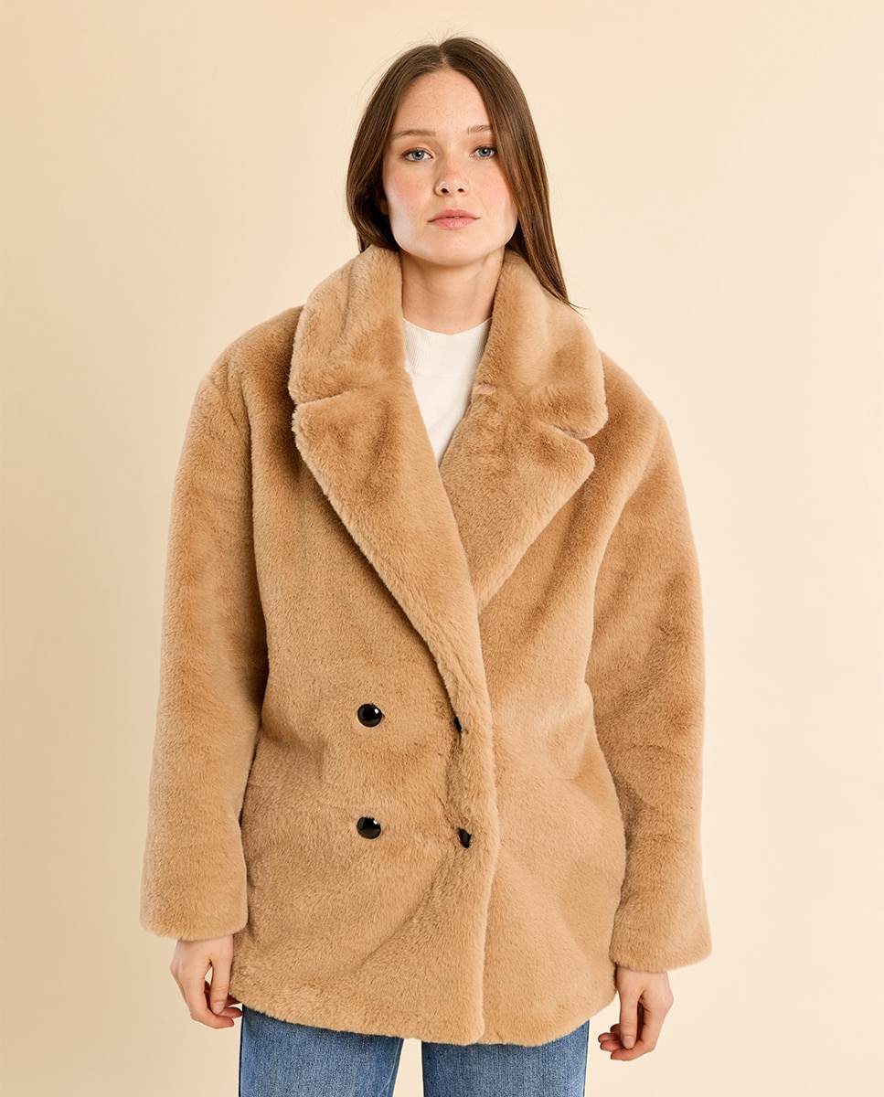 Chaqueta de mujer de manga larga de peluche - Molly Bracken - Beige Beige-2