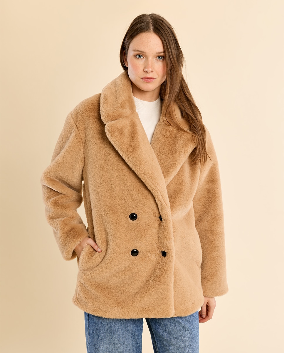 Chaqueta de mujer de manga larga de peluche - Molly Bracken - Beige Beige-3