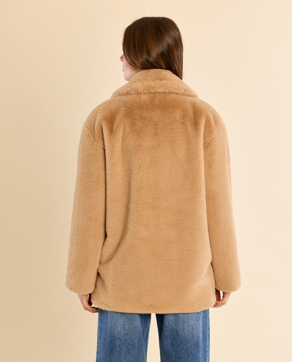 Chaqueta de mujer de manga larga de peluche - Molly Bracken - Beige Beige-4
