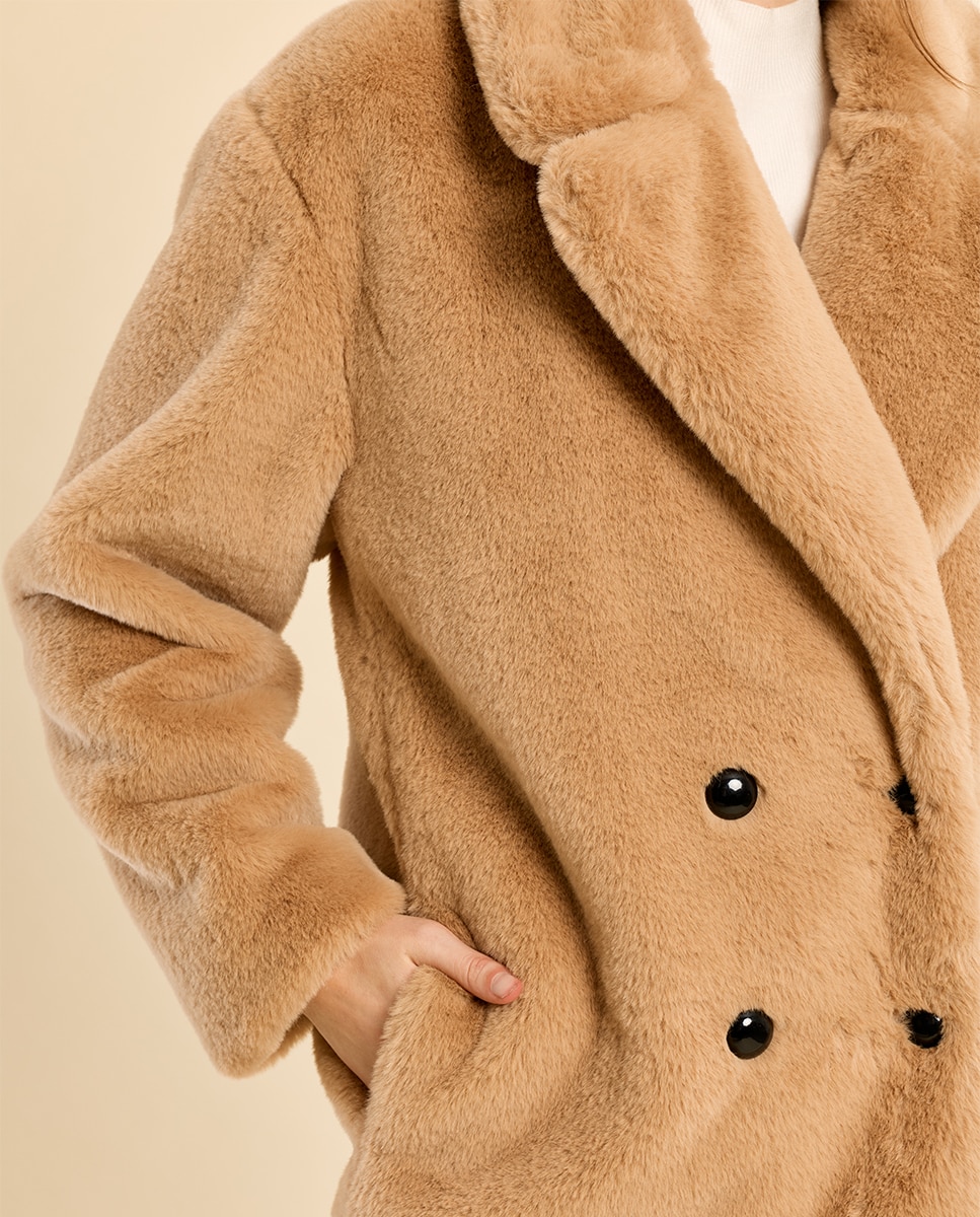 Chaqueta de mujer de manga larga de peluche - Molly Bracken - Beige Beige-5