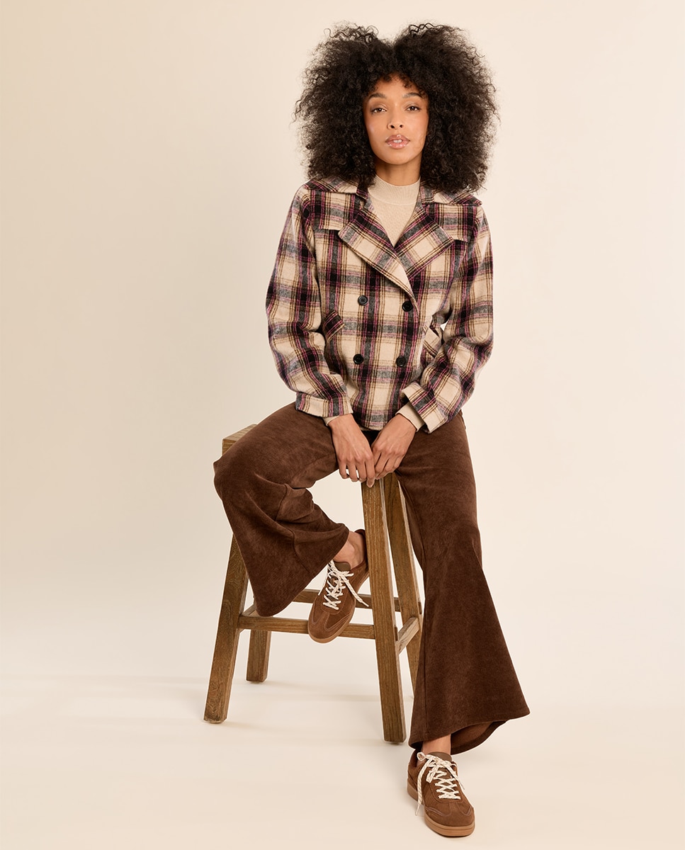 Abrigo de mujer de manga larga con estampado - Molly Bracken - Beige Beige-1