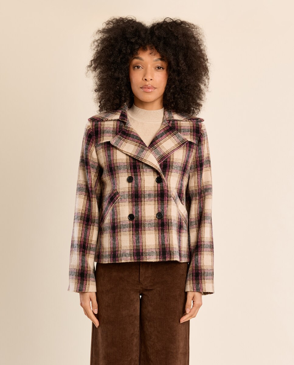 Abrigo de mujer de manga larga con estampado - Molly Bracken - Beige Beige-2