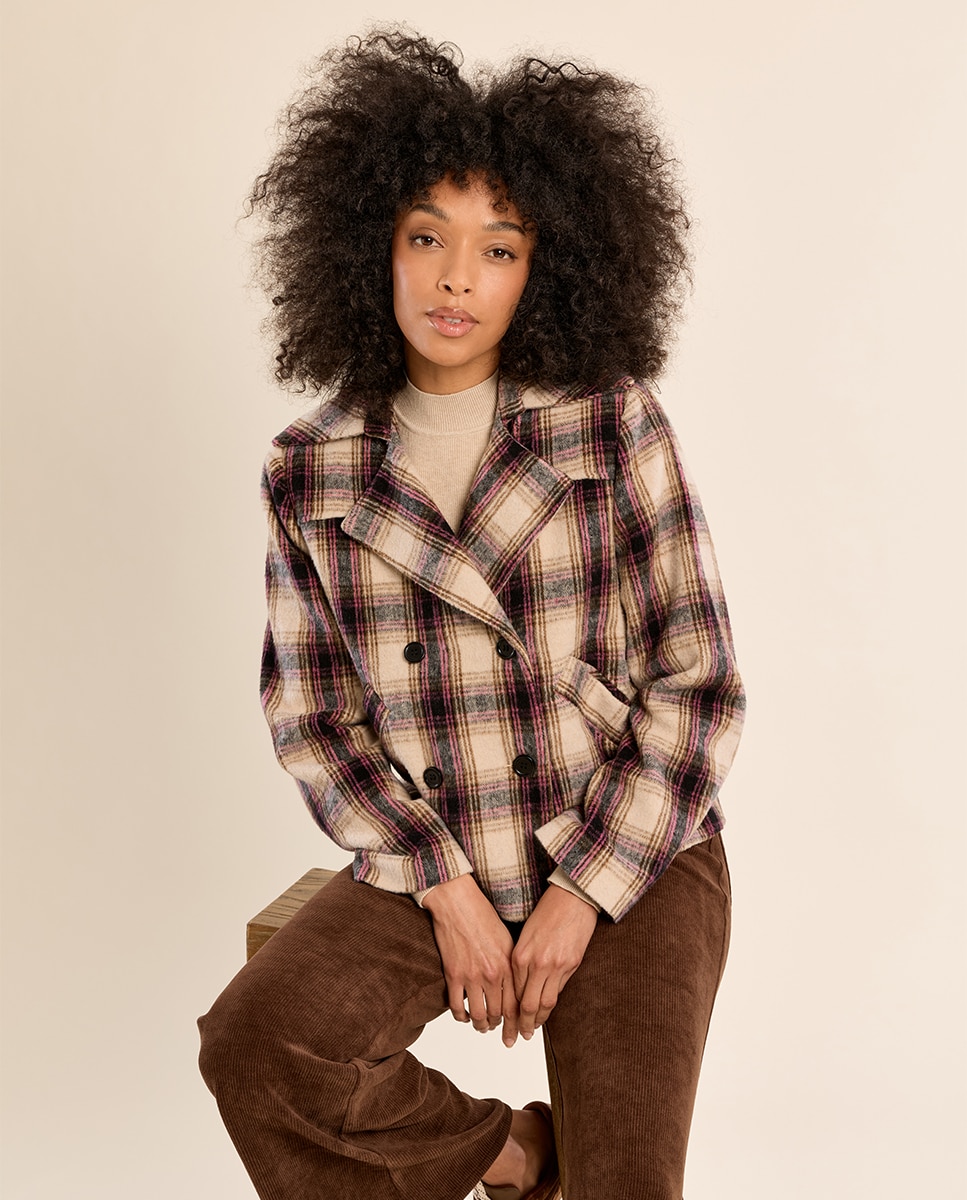 Abrigo de mujer de manga larga con estampado - Molly Bracken - Beige Beige-3
