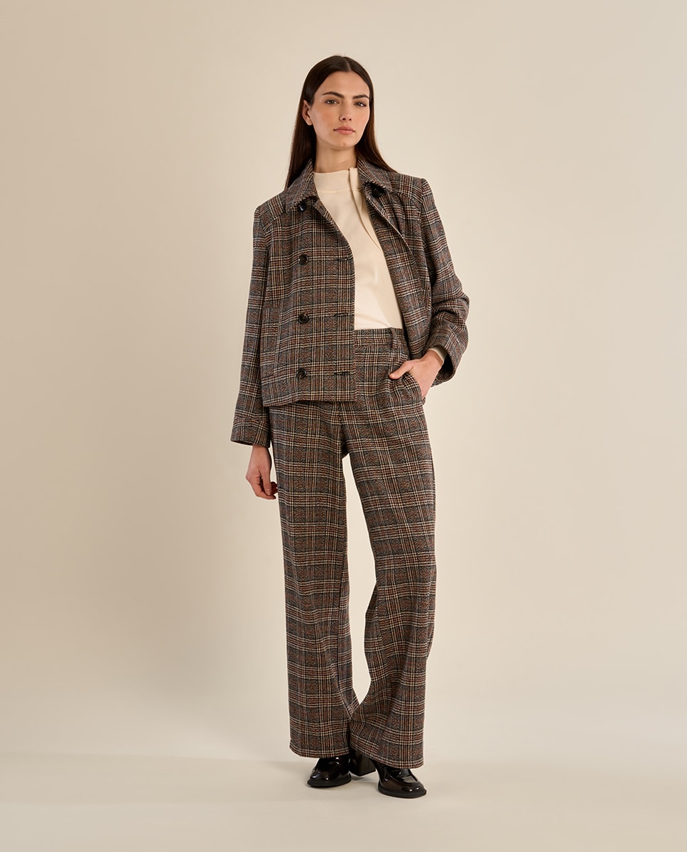 Chaqueta de mujer de doble botonadura con estampado - Molly Bracken - Negro Negro-1