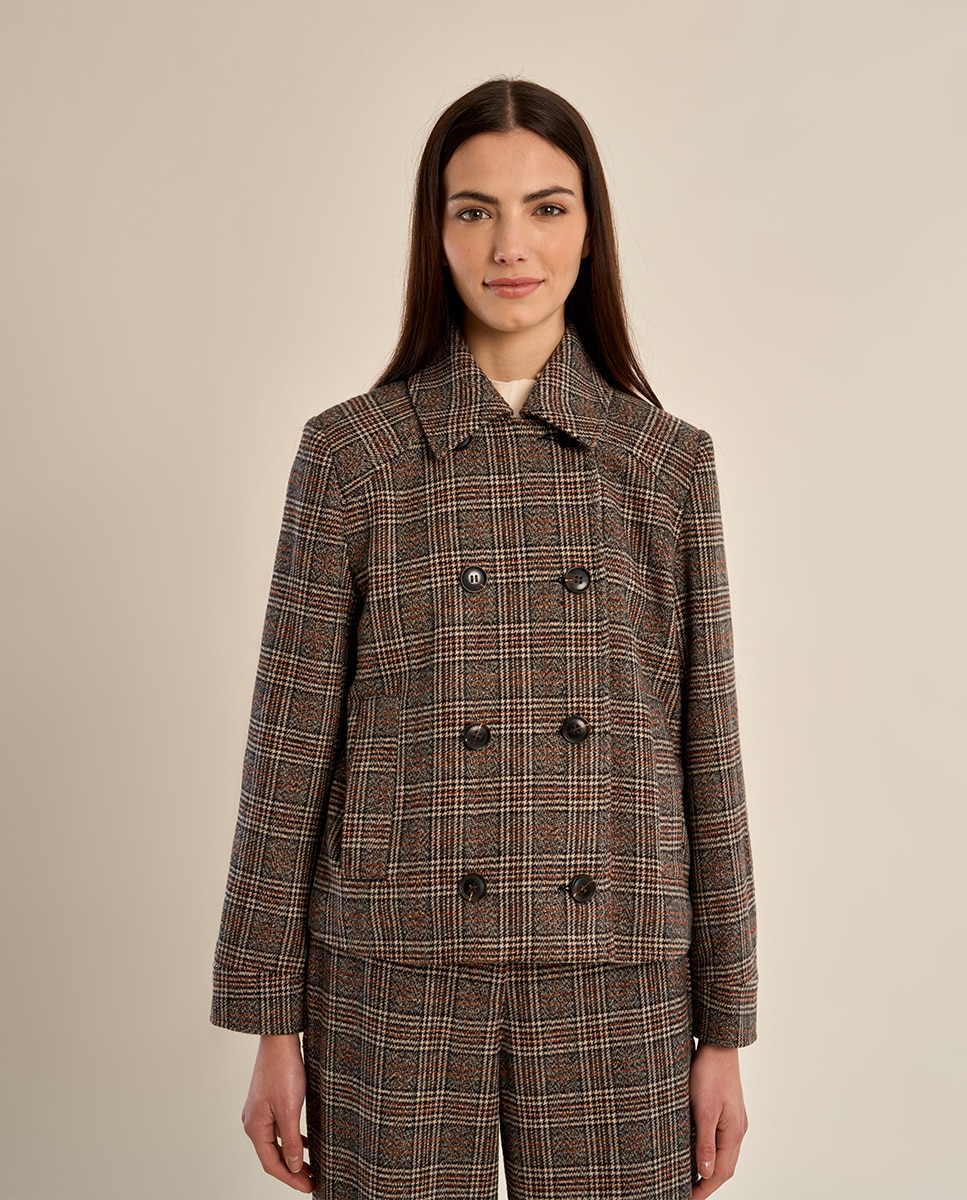 Chaqueta de mujer de doble botonadura con estampado - Molly Bracken - Negro Negro-2