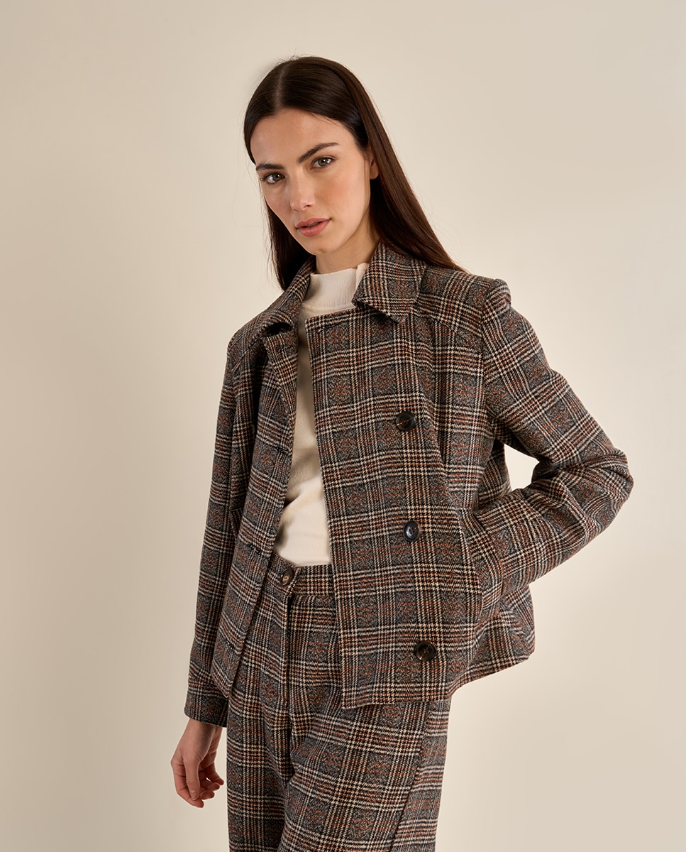 Chaqueta de mujer de doble botonadura con estampado - Molly Bracken - Negro Negro-3