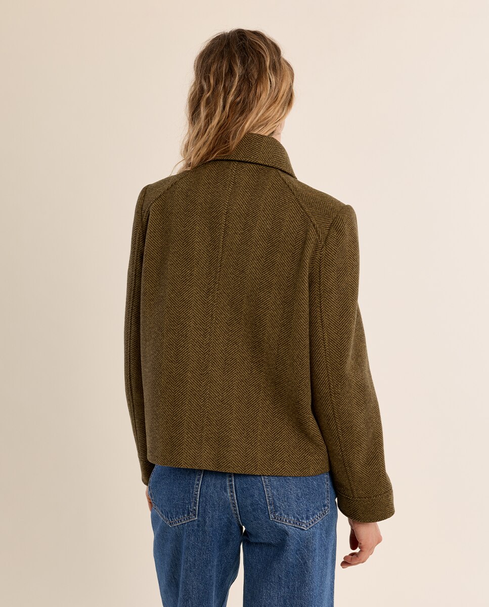 Chaqueta de mujer de doble botonadura con estampado - Molly Bracken - Kaki Kaki-4