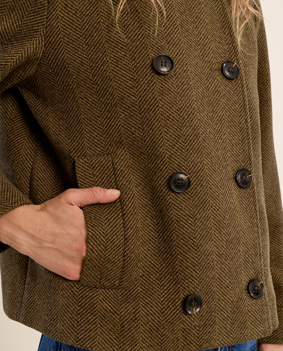 Chaqueta de mujer de doble botonadura con estampado - Molly Bracken - Kaki Kaki-5
