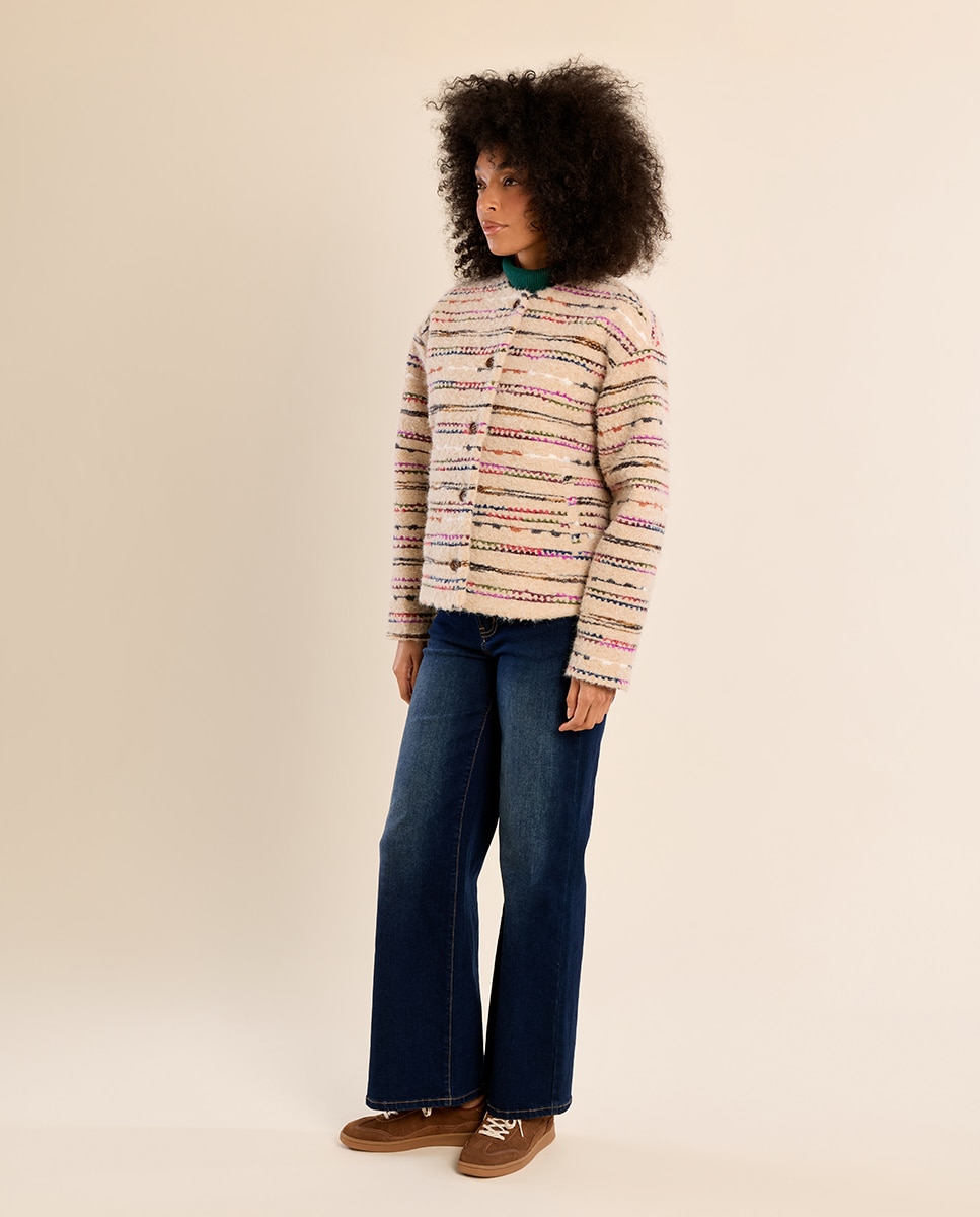 Chaqueta de mujer de manga larga de borreguito - Molly Bracken - Crudo Crudo-1