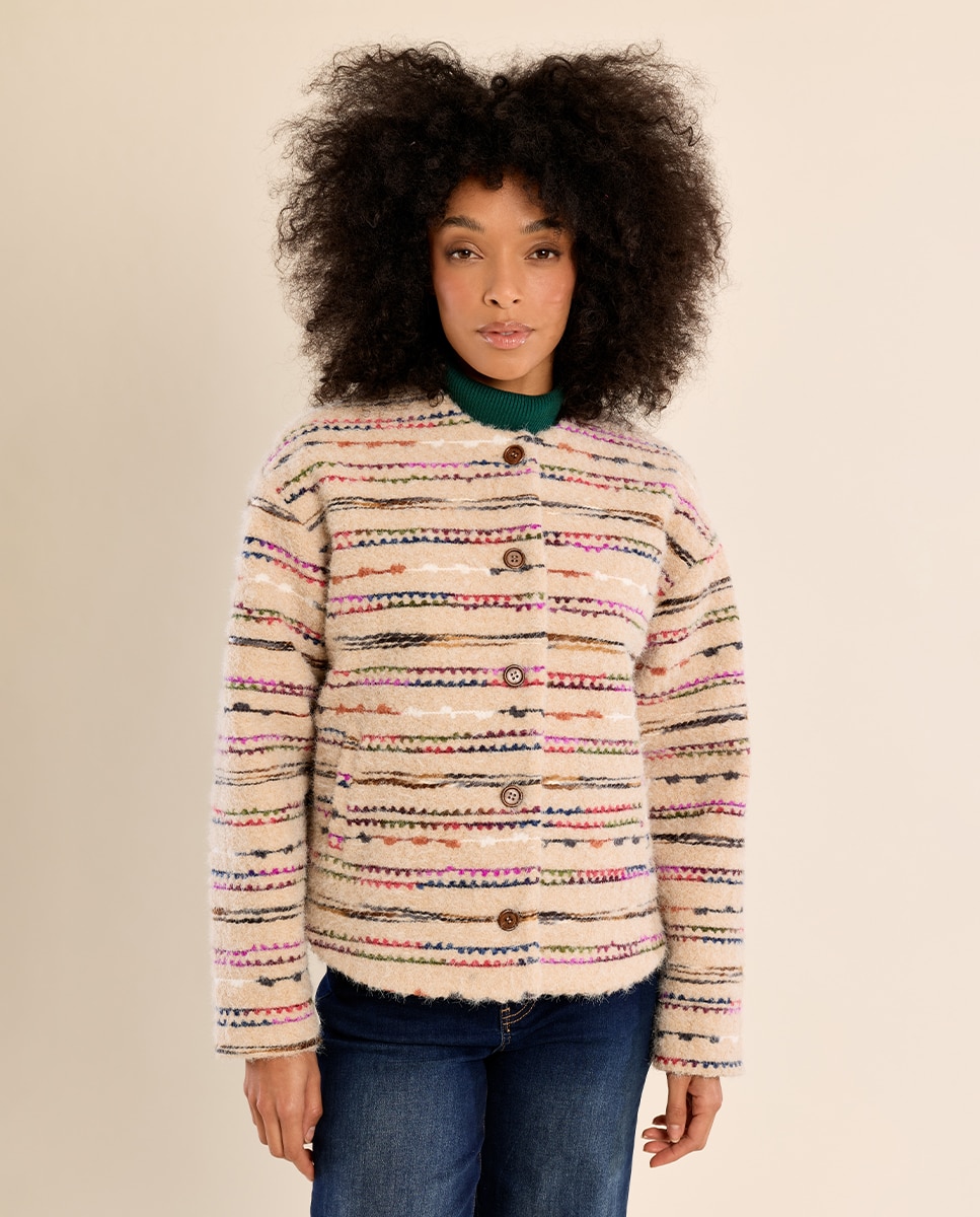 Chaqueta de mujer de manga larga de borreguito - Molly Bracken - Crudo Crudo-2
