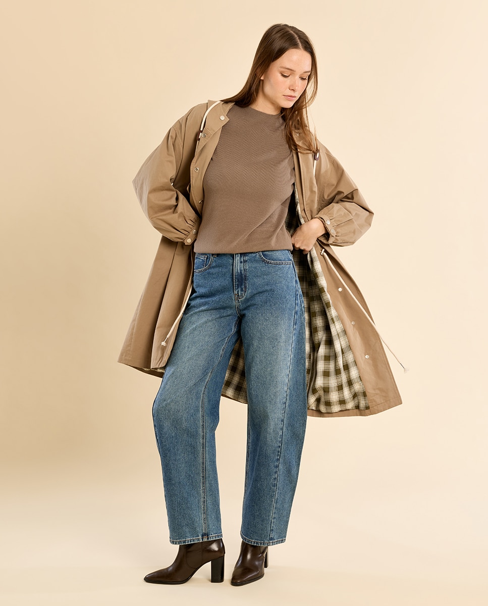Gabardina de mujer de manga larga con capucha - Molly Bracken - Kaki Kaki-1