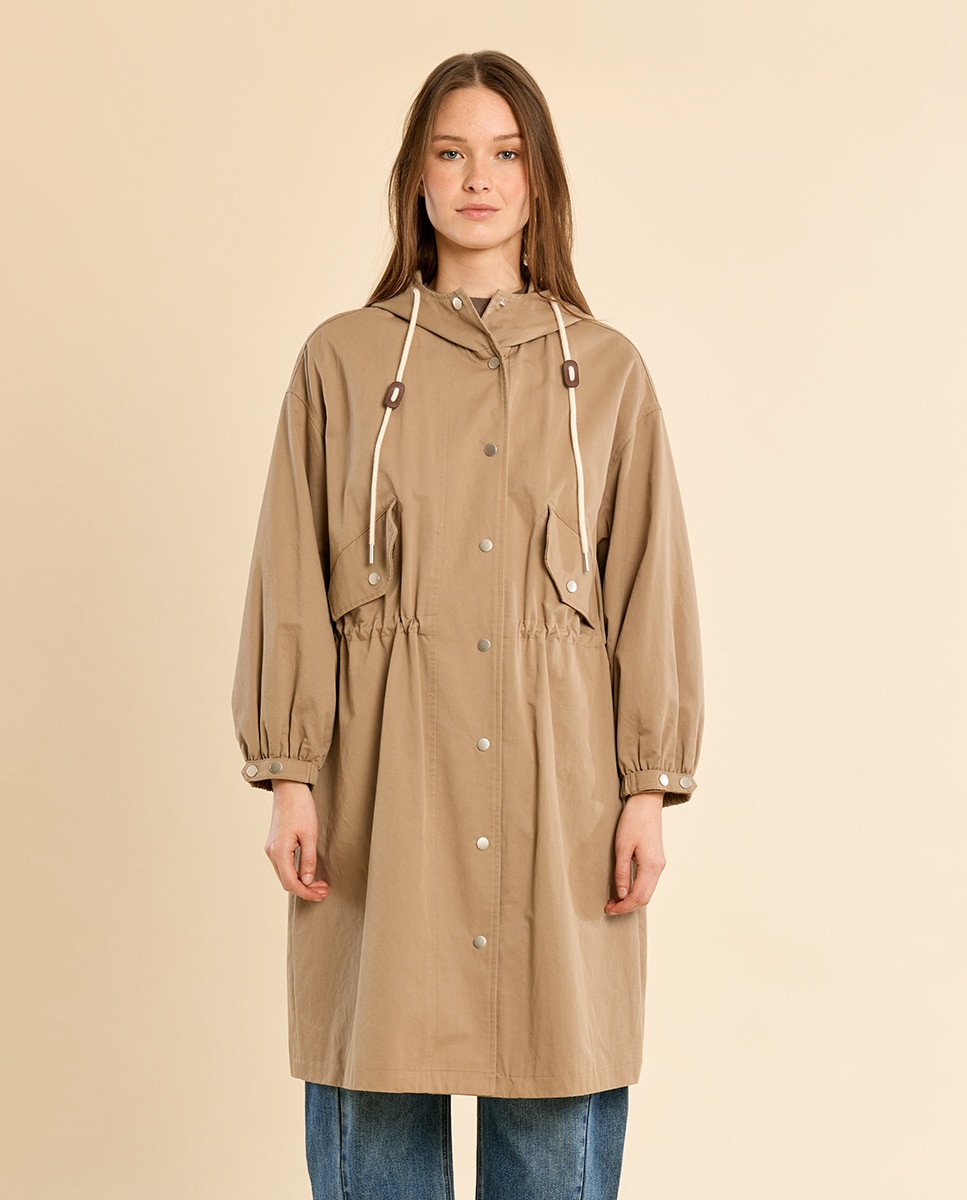 Gabardina de mujer de manga larga con capucha - Molly Bracken - Kaki Kaki-2
