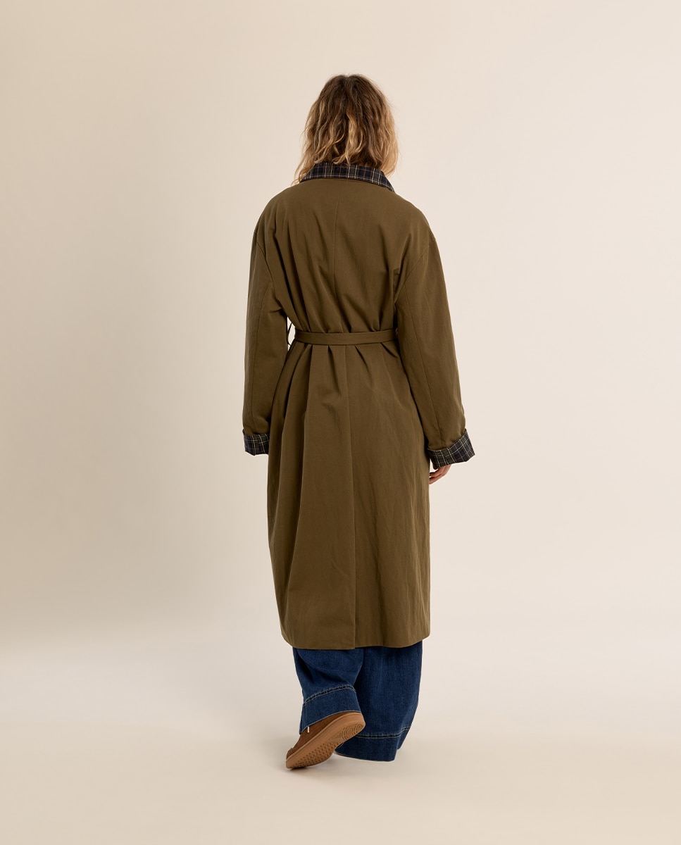 Gabardina de mujer larga con estampado - Molly Bracken - Marrón Marrón-3