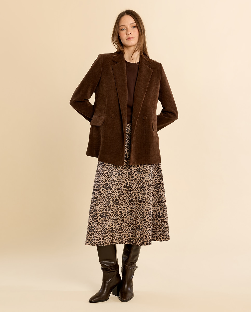Falda midi con estampado - Molly Bracken - Beige Beige-1