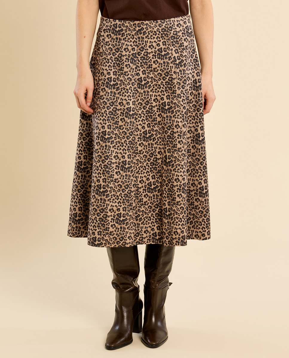 Falda midi con estampado - Molly Bracken - Beige Beige-2
