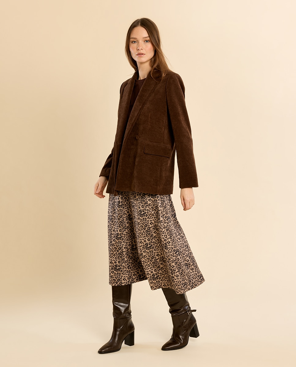 Falda midi con estampado - Molly Bracken - Beige Beige-3
