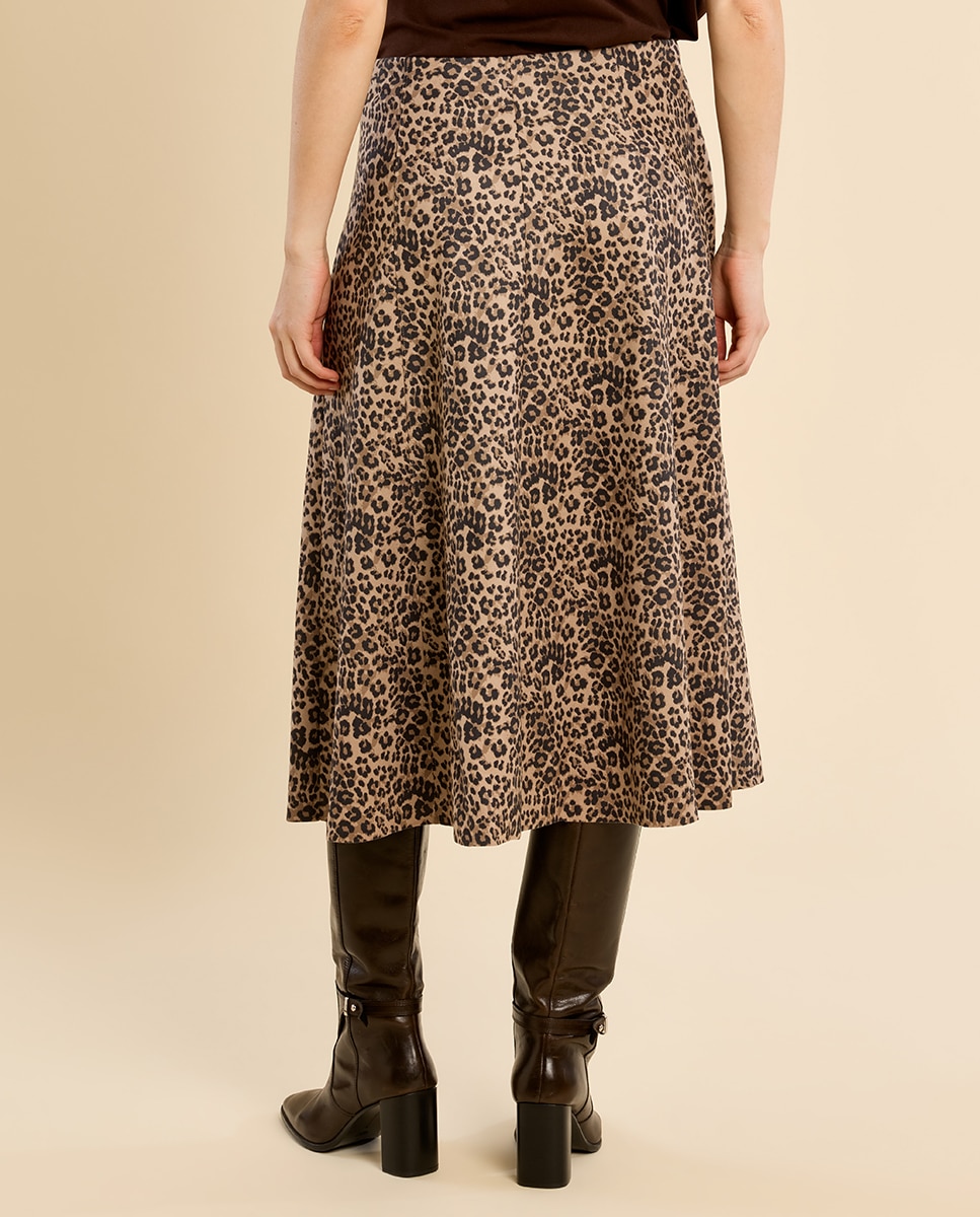 Falda midi con estampado - Molly Bracken - Beige Beige-4
