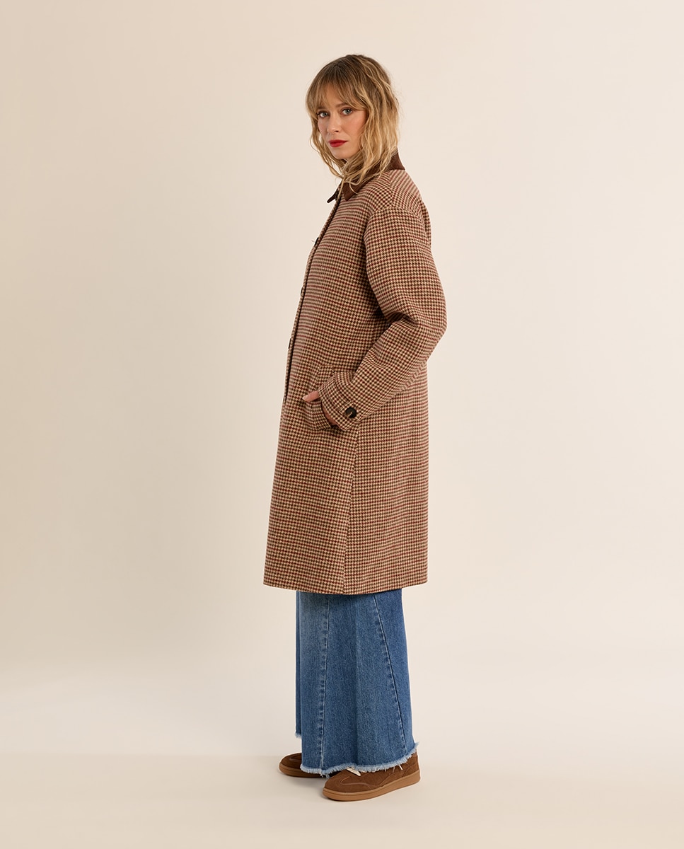 Abrigo de mujer midi con estampado - Molly Bracken - Burdeos Burdeos-1